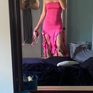 SHEIN ruffle tube dress | size small (US4 | pink